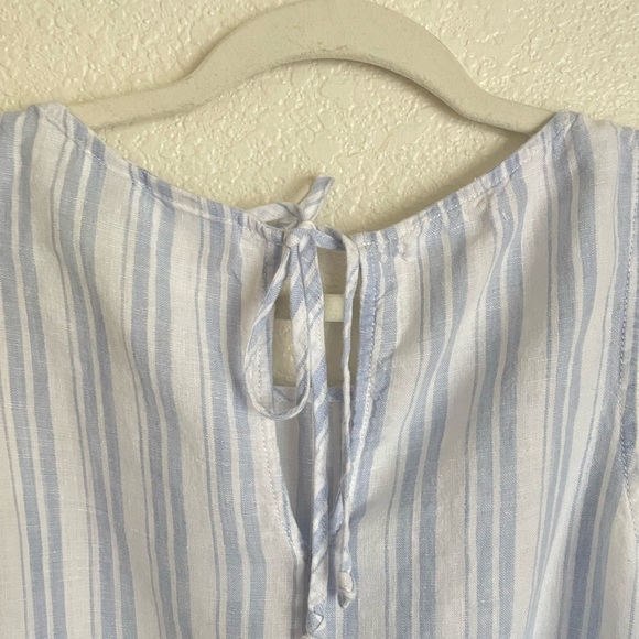 Sigrid Olsen Linen Sleeveless Stripe Maxi Dress S Blue White - Picture 6 of 8